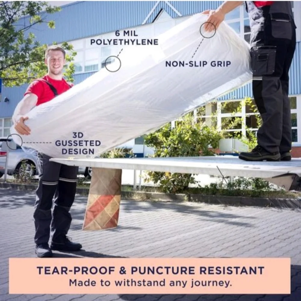 Queen Mattress Protector Bag Moving Storage Protection 6 Mil Thick Plastic NWT